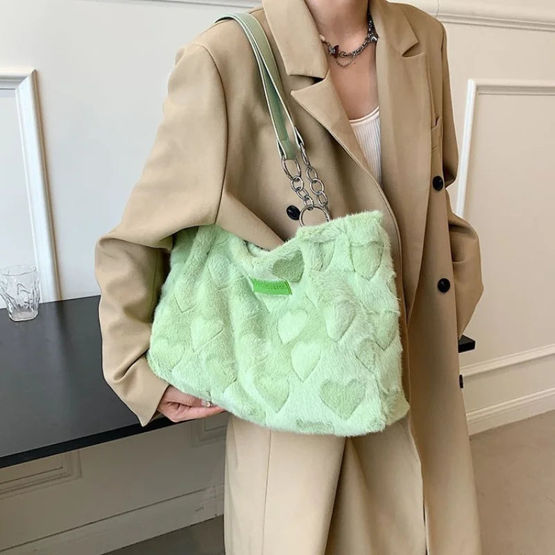 Plush Shoulder Bag Large Capacity Tote Bag for Women