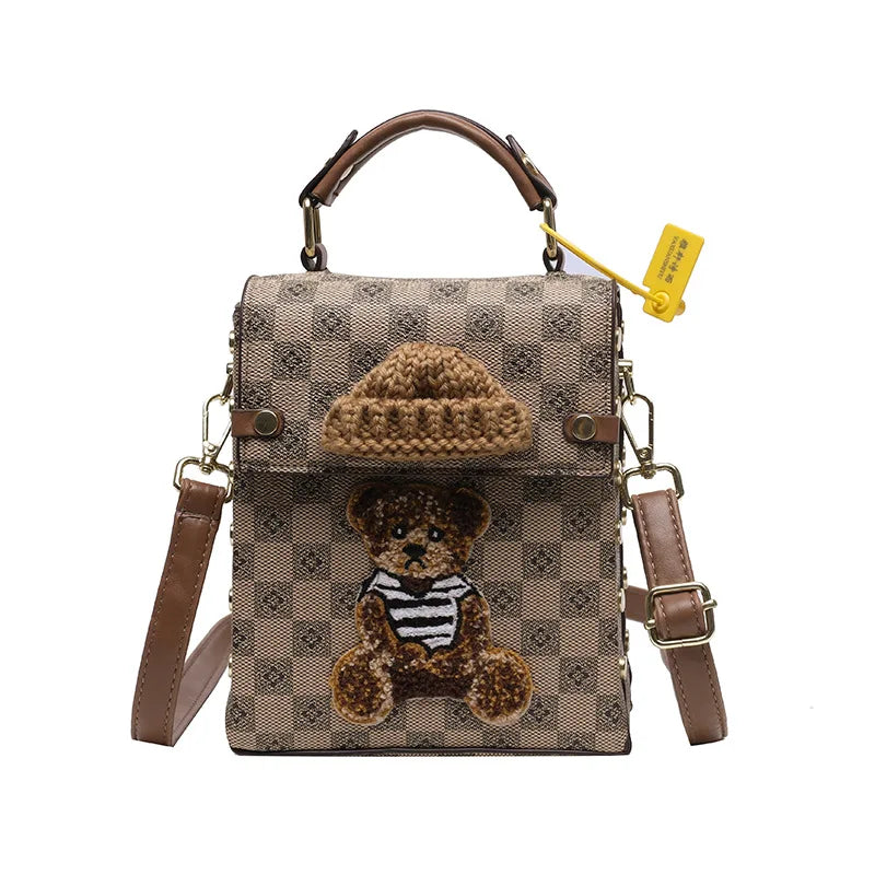 Cartoon Bear Shoulder Bag Autumn Winter Messenger Crossbody Purse Handbag