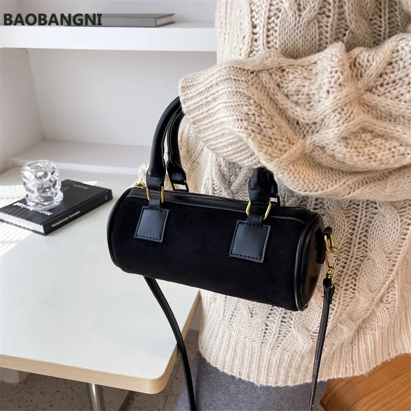 Velvet Cylinder Mini Messenger Bag Handbag