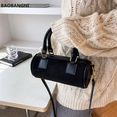 Velvet Cylinder Mini Messenger Bag Handbag