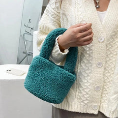 Autumn/Winter Plush Bag for Women 2022 - Luxury Lamb Wool Bucket Bag