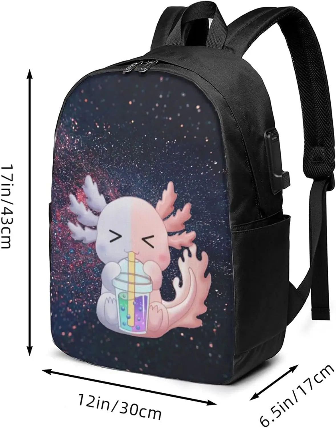 Axolotl Backpack Travel Laptop USB College Book Bag