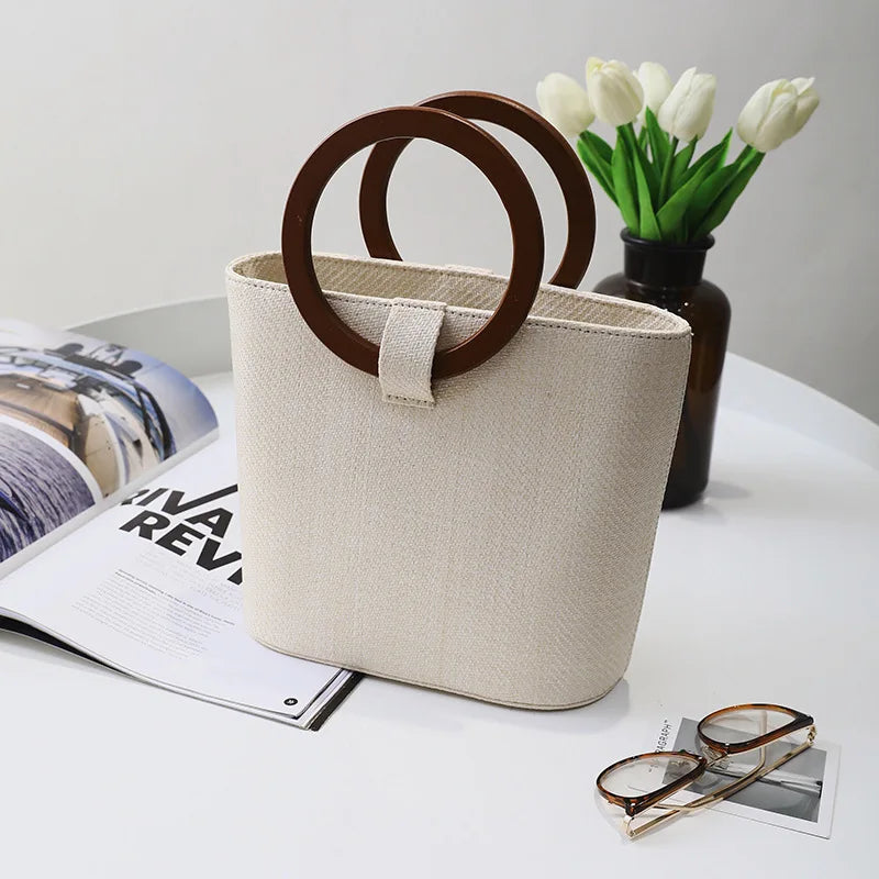Women Straw Bag Messenger Handbangs Drawstring Inside RattanBags Sac En Paille