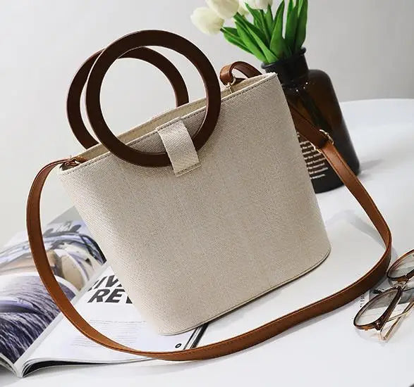 Women Straw Bag Messenger Handbangs Drawstring Inside RattanBags Sac En Paille