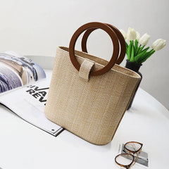 Women Straw Bag Messenger Handbangs Drawstring Inside RattanBags Sac En Paille