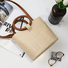 Women Straw Bag Messenger Handbangs Drawstring Inside RattanBags Sac En Paille