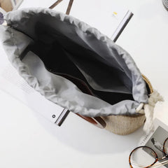 Women Straw Bag Messenger Handbangs Drawstring Inside RattanBags Sac En Paille
