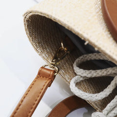 Women Straw Bag Messenger Handbangs Drawstring Inside RattanBags Sac En Paille