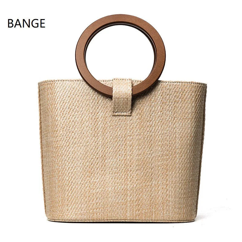 Women Straw Bag Messenger Handbangs Drawstring Inside RattanBags Sac En Paille