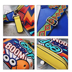 Women Chest Bag Print Graffiti PU Leather Waist Pack Casual Diagonal Female Bags