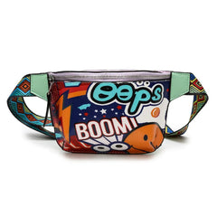 Women Chest Bag Print Graffiti PU Leather Waist Pack Casual Diagonal Female Bags