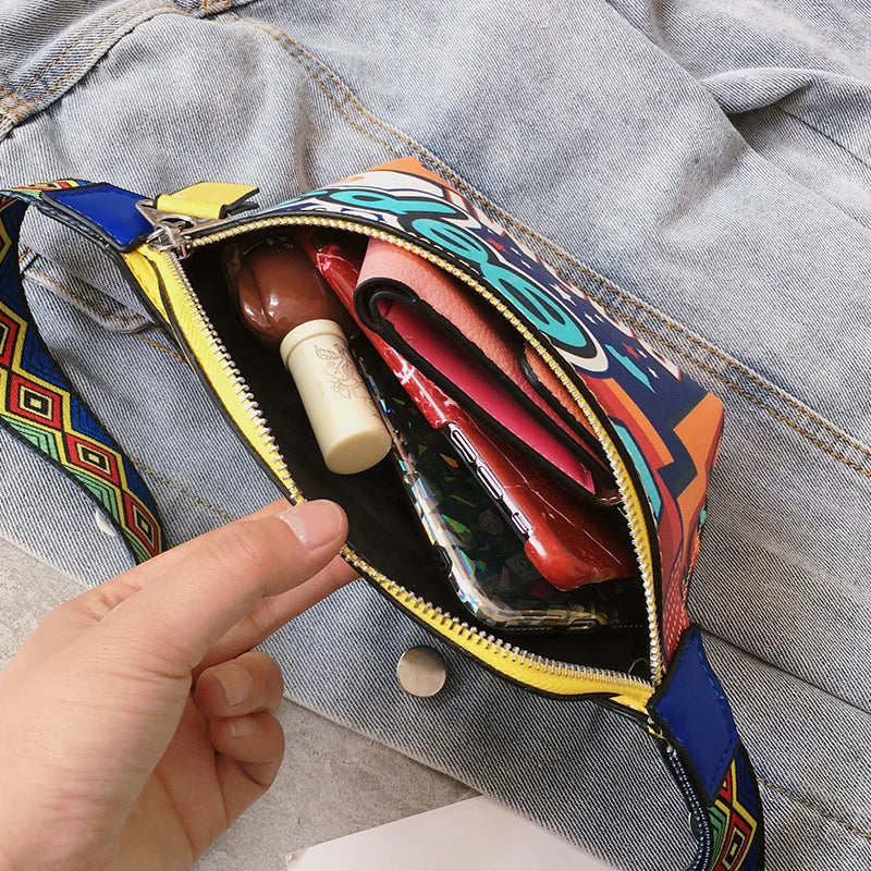 Graffiti Waist Bag Women Personality Belt Bags Chest Handbag