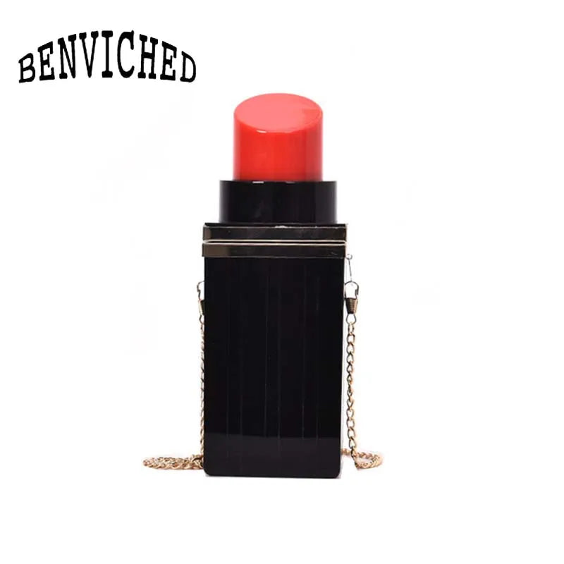 Vintage Lipstick Shape Evening Bag Wedding Party Clutch Handbag
