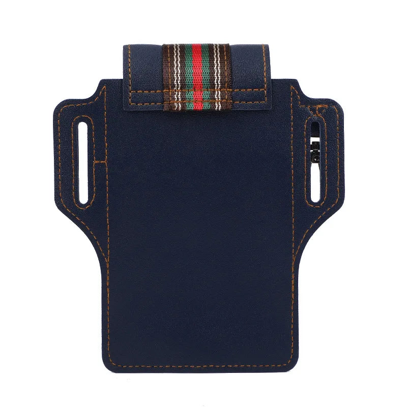 Men's Large Capacity PU Leather Waist Bag Crossbody Pouch