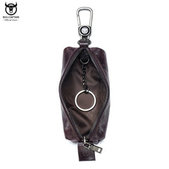 Leather Car Key Holder Zipper Case Top Male Man Organizer