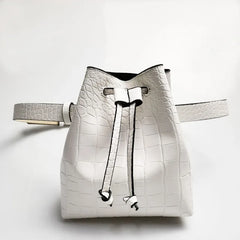 PU Leather Bucket Bag Women's High Waist Bag Casual Shoulder Crossbody