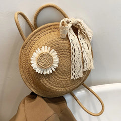 Vintage Straw Shoulder Bag for Women Summer Female Bags