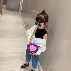 Toddler Shoulder Sequins Rainbow Messenger Handbag Mini Crossbody Bag