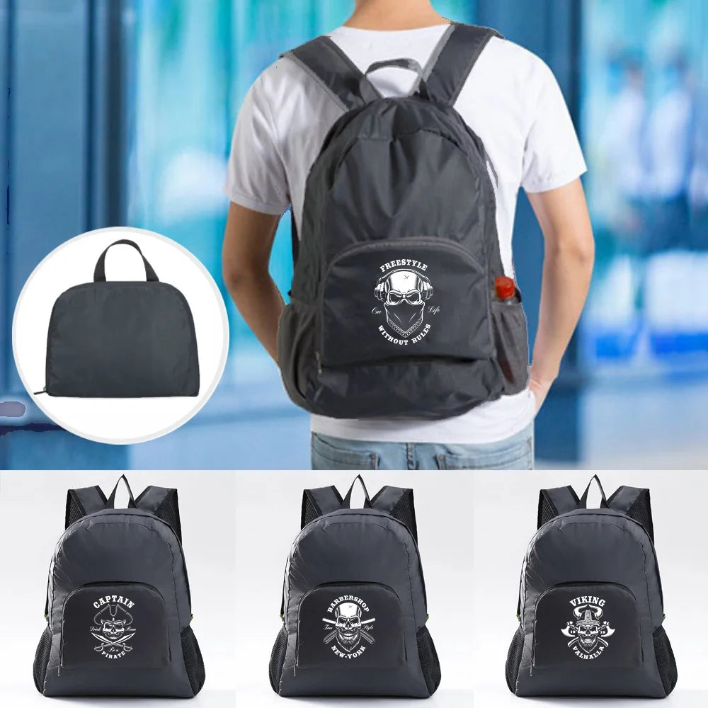 Ultralight Foldable Daypack Men Women Travel Hiking Pack Skull Print