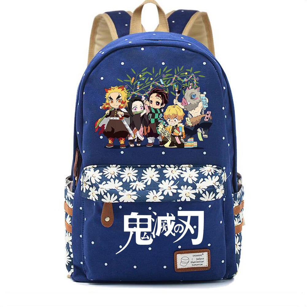 Anime Demon Slayer Canvas Schoolbag Teenager Packsack High Casual Knapsack