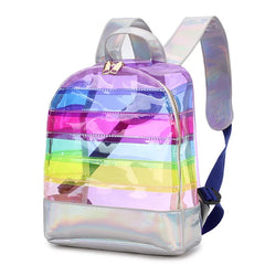 Striped Plastic Transparent Backpack Ladies Travel Bag