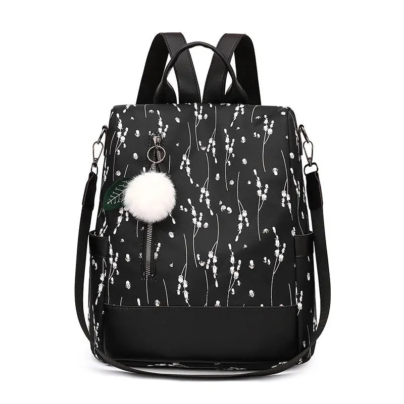 Flower Print Women Backpack School Bag