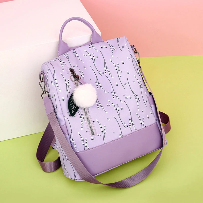 Flower Print Women Backpack School Bag Girls Teenage Casual Ladies