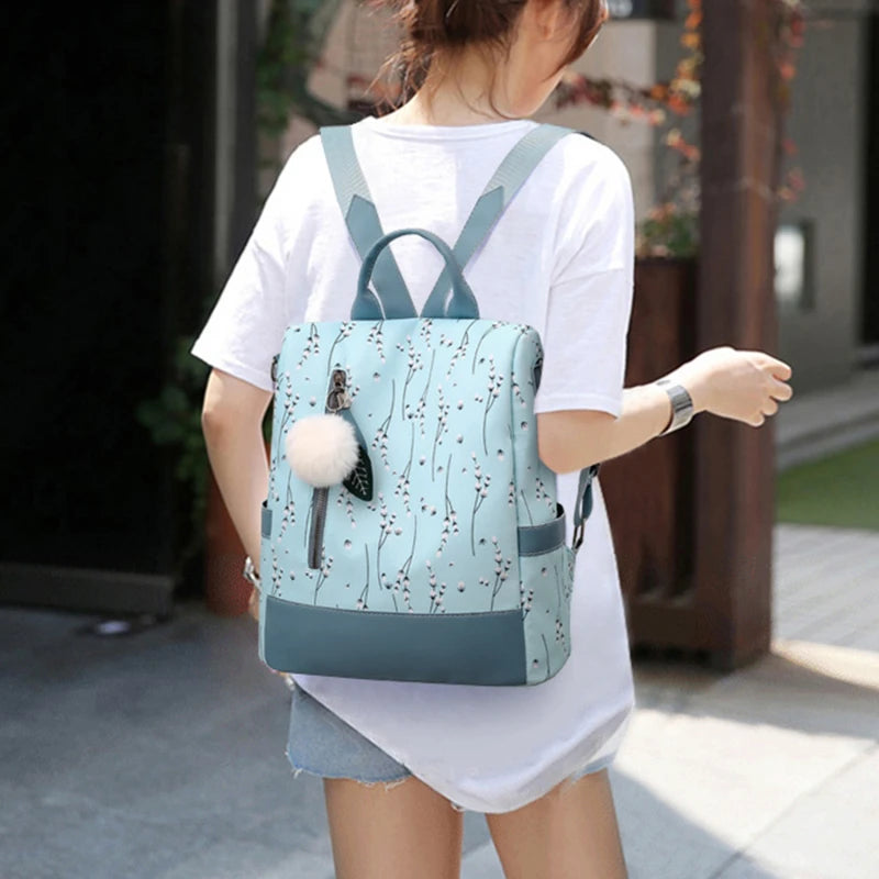 Flower Print Women Backpacks Casual School Bag Teens Girls