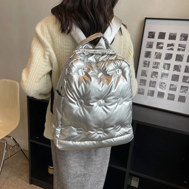 Winter Space Pad Cotton Feather Down Backpack for Women