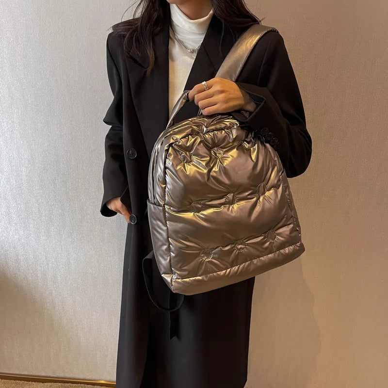 Winter Space Pad Cotton Feather Down Backpack for Women