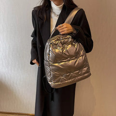 Winter Space Pad Cotton Feather Down Backpack for Women
