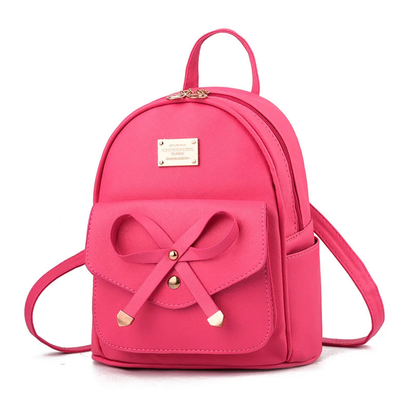 Women College Style Mini Backpack PU Leather School Bag