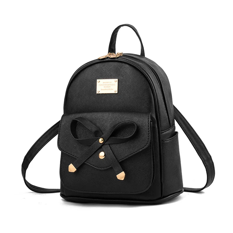 Women College Style Mini Backpack PU Leather School Bag