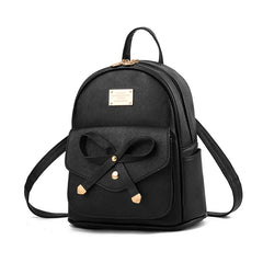 Women College Style Mini Backpack PU Leather School Bag