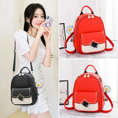 Women Solid Casual PU Leather Backpack Female Bagpack mochilas para mujer