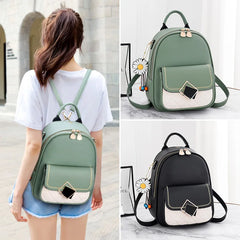 Women Solid Casual PU Leather Backpack Female Bagpack mochilas para mujer