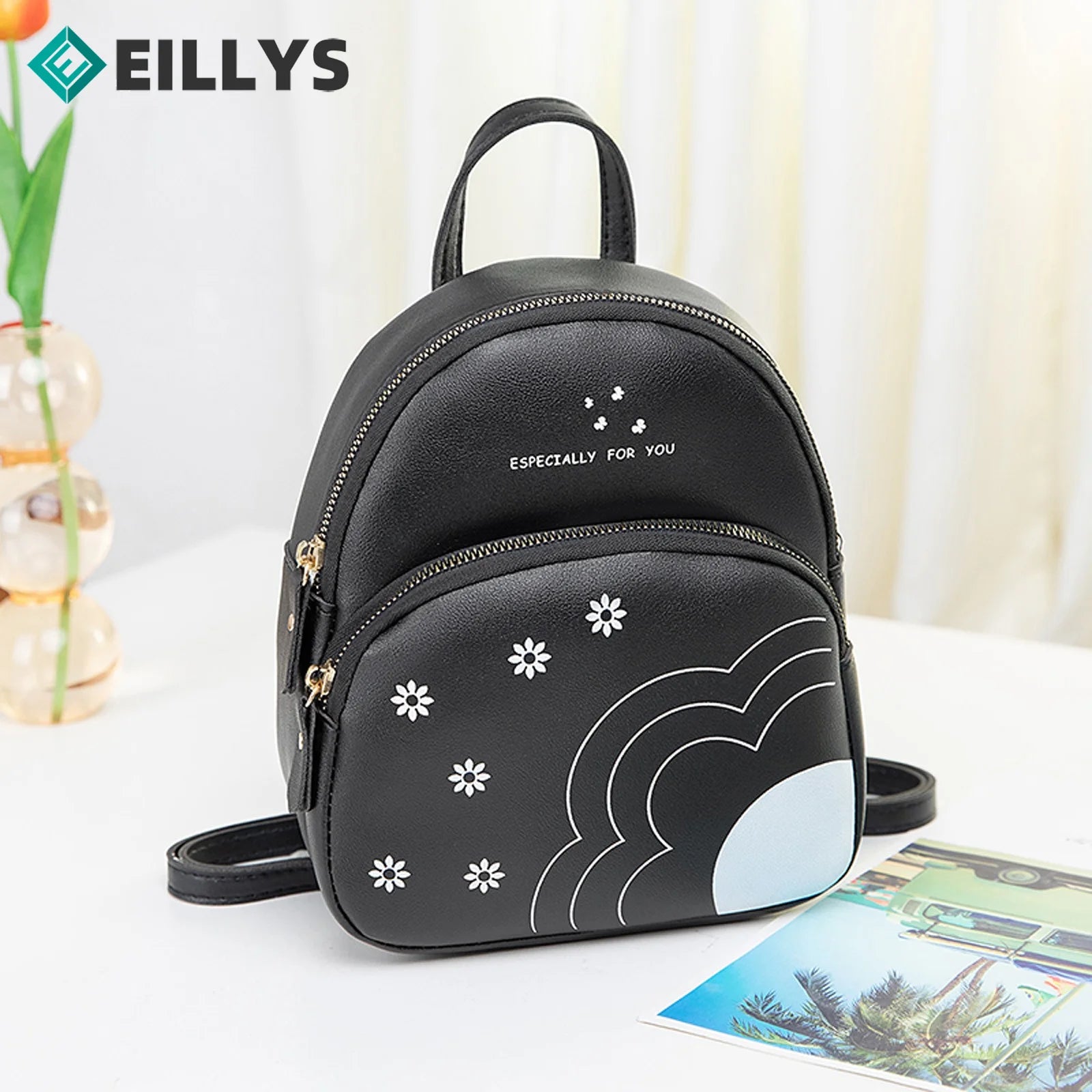Teenage Girls PU Leather Shoulder Bag Multi-function Small Bagpack