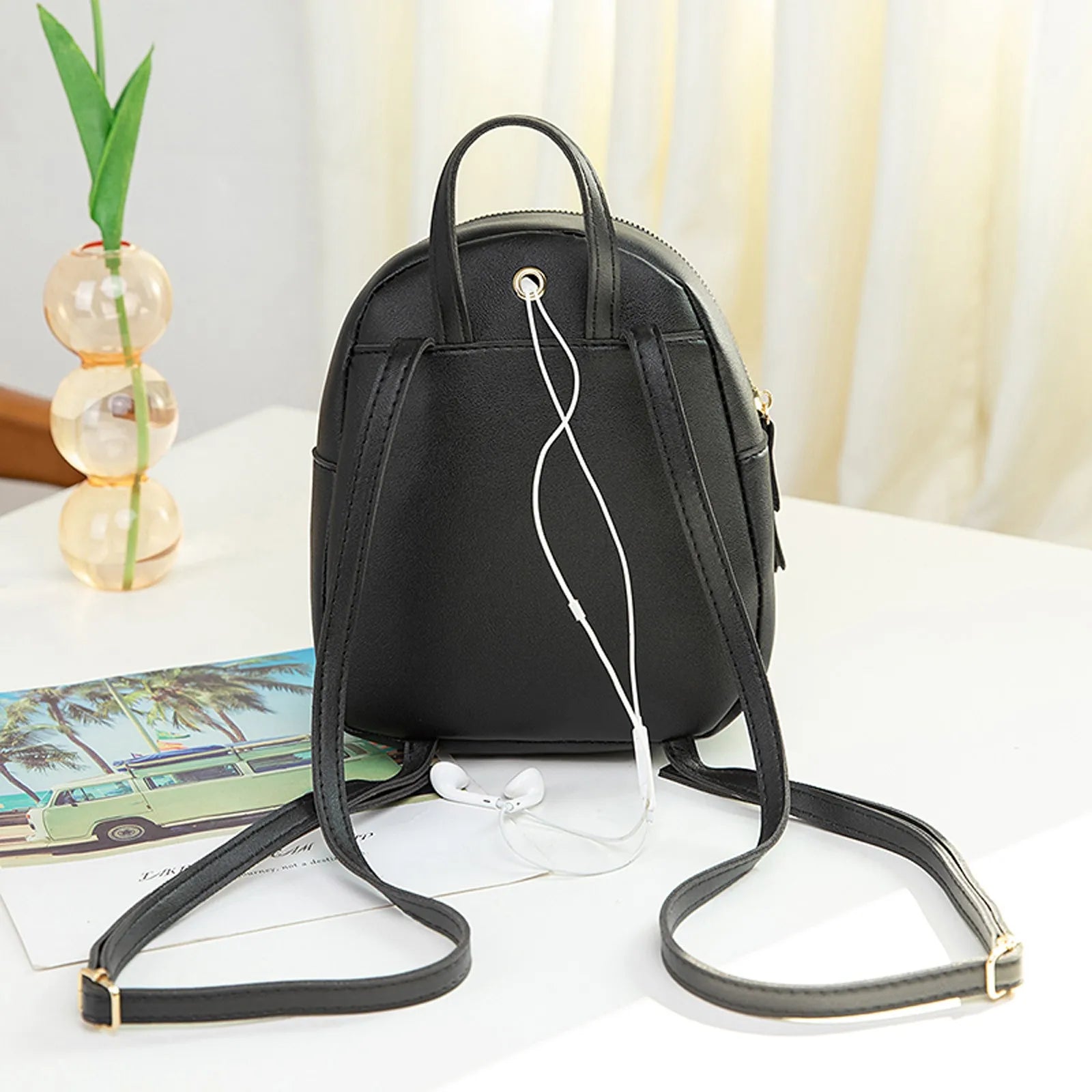 Teenage Girls PU Leather Shoulder Bag Multi-function Small Bagpack