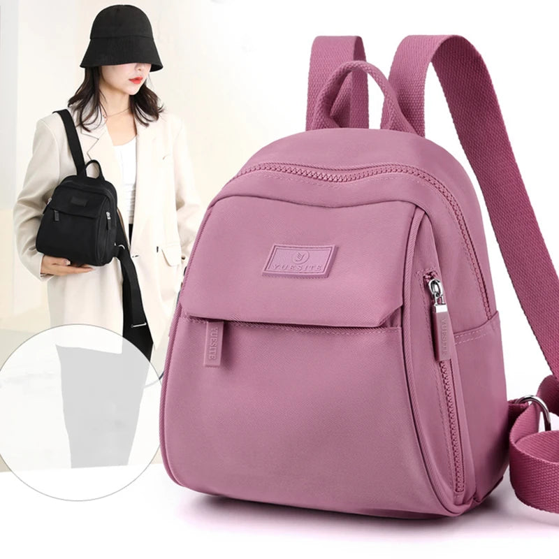 Women's Mini Backpack Waterproof Nylon Small Shopping Backpack Teen Girl