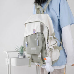 Nylon Backpack with Pendent Accessories Pins for Girls Teens