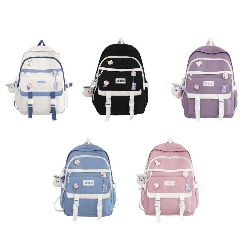 Backpack with Pin Accessories Pendant Student School Bag