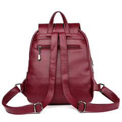 Soft Leather Women's Travel Backpack Large Capacity