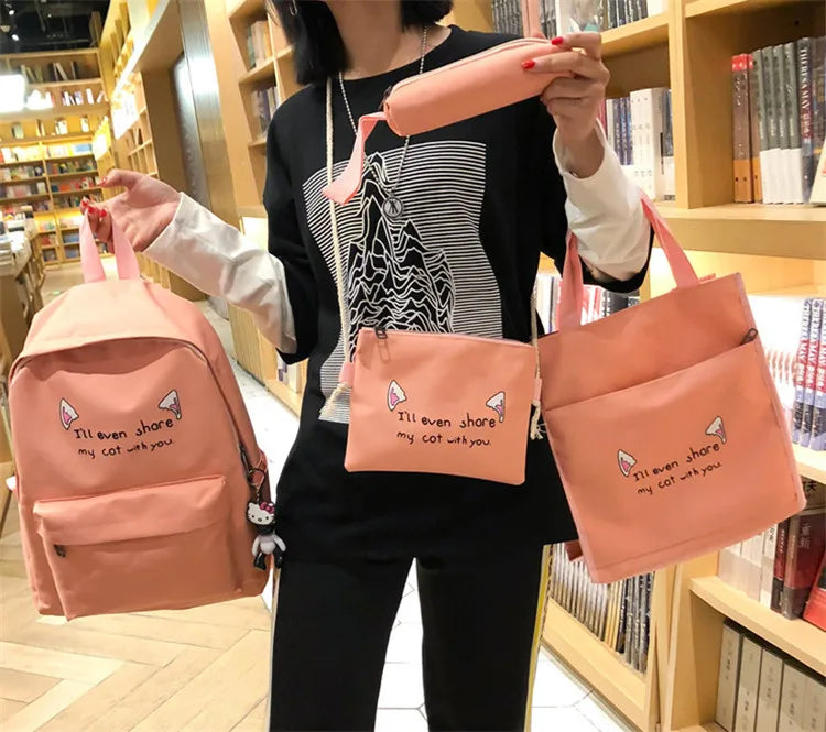 4 in 1 Backpack Set Girls Messenger Bag Women Ladies Backpack