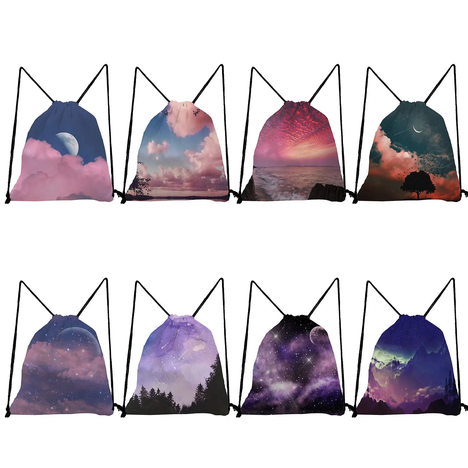 Starry Sky Print Drawstring Backpack for Students