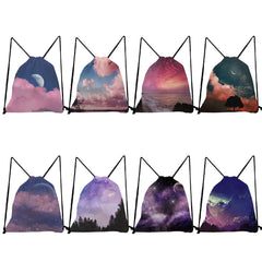 Starry Sky Print Drawstring Backpack for Students