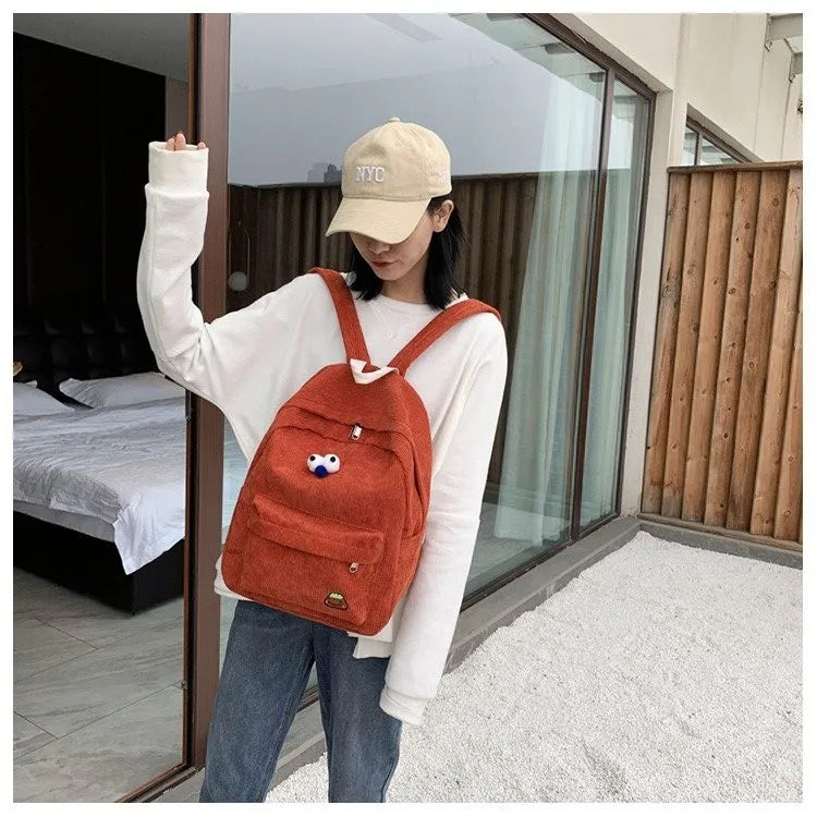 Canvas Cartoon Backpack for Girls Schoolbag Shoulder Bag