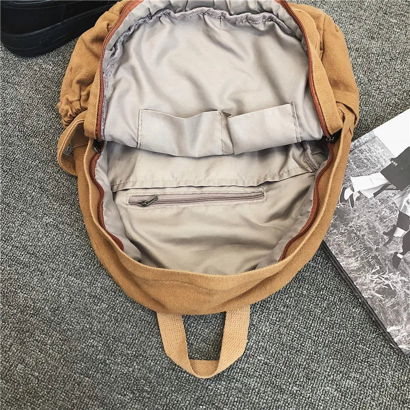 Canvas School Bag for Women Teenagers Student Daypack
