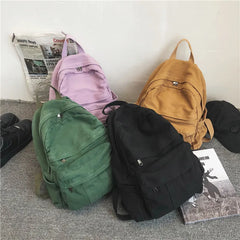 Canvas School Bag for Women Teenagers Student Daypack