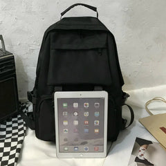 Preppy Students Backpack Large Capacity Button Bag