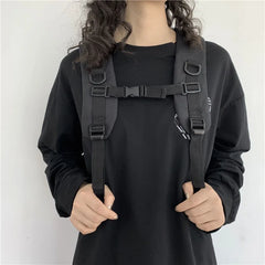 Preppy Students Backpack Large Capacity Button